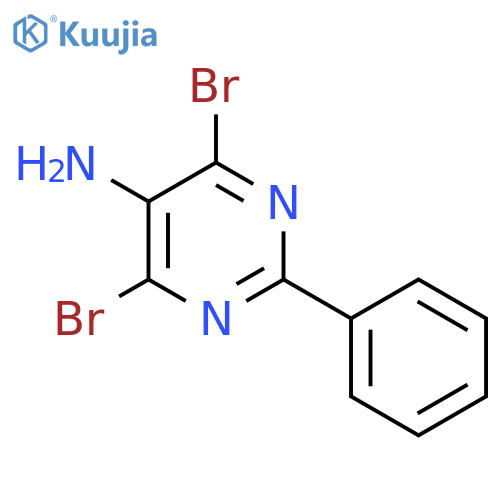 4,6-dibromo-2-phenylpyrimidin-5-amine structure