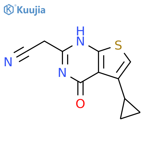 2-{5-Cyclopropyl-4-oxo-3H,4H-thieno2,3-dpyrimidin-2-yl}acetonitrile structure