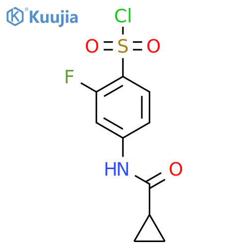 4-Cyclopropaneamido-2-fluorobenzene-1-sulfonyl chloride structure