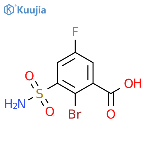 2-bromo-5-fluoro-3-sulfamoylbenzoic acid structure