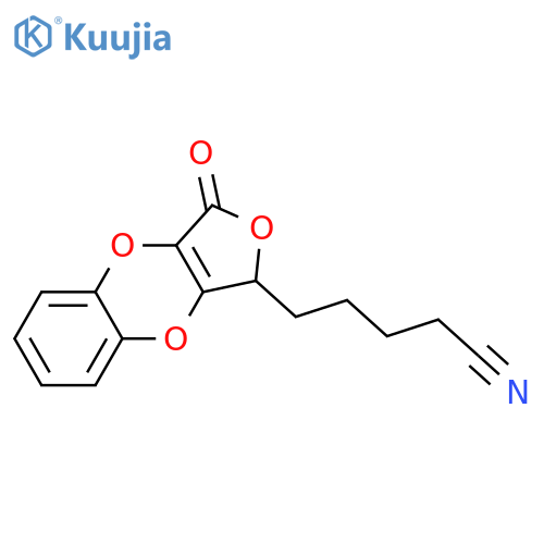 Furo[3,4-b][1,4]benzodioxin-1-pentanenitrile, 1,3-dihydro-3-oxo- structure
