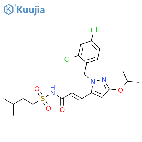 2-Propenamide,3-[1-[(2,4-dichlorophenyl)methyl]-3-(1-methylethoxy)-1H-pyrazol-5-yl]-N-[(3-methylbutyl)sulfonyl]-, (2E)- structure