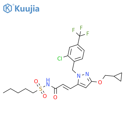 2-Propenamide,3-[1-[[2-chloro-4-(trifluoromethyl)phenyl]methyl]-3-(cyclopropylmethoxy)-1H-pyrazol-5-yl]-N-(pentylsulfonyl)-, (2E)- structure