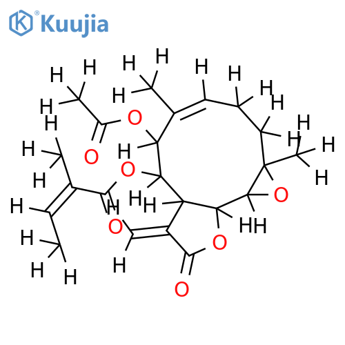 8-angeloyl,9-Ac-(1(10)E,4beta,5alpha,6alpha,8alpha,9alpha)-4,5-Epoxy-8,9-dihydroxy-1(10),11(13)-germacradien-12,6-olide structure