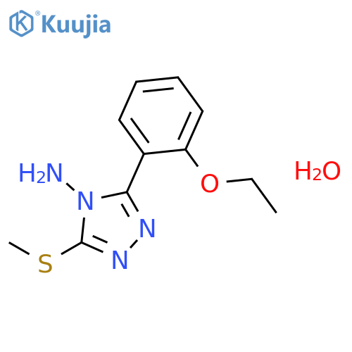 3-(2-Ethoxyphenyl)-5-methylsulfanyl-1,2,4-triazol-4-amine;hydrate structure