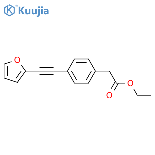 Benzeneacetic acid, 4-(2-furanylethynyl)-, ethyl ester structure
