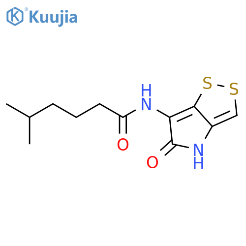 5-methyl-N-(5-oxo-4,5-dihydro[1,2]dithiolo[4,3-b]pyrrol-6-yl)hexanamide structure