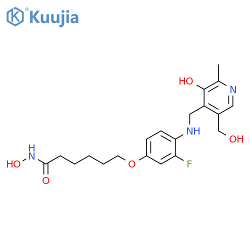 Hexanamide, 6-[3-fluoro-4-[[[3-hydroxy-5-(hydroxymethyl)-2-methyl-4-pyridinyl]methyl]amino]phenoxy]-N-hydroxy- structure