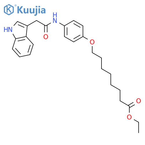 Octanoic acid, 8-[4-[[2-(1H-indol-3-yl)acetyl]amino]phenoxy]-, ethyl ester structure