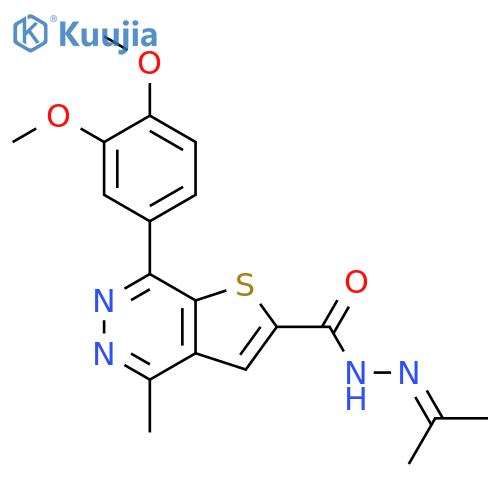Thieno[2,3-d]pyridazine-2-carboxylic acid,7-(3,4-dimethoxyphenyl)-4-methyl-, 2-(1-methylethylidene)hydrazide structure