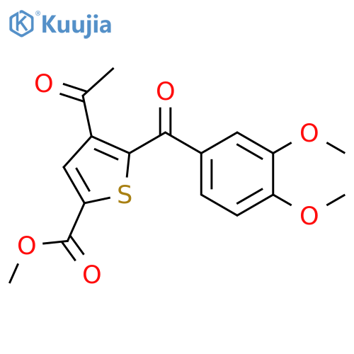 2-Thiophenecarboxylic acid, 4-acetyl-5-(3,4-dimethoxybenzoyl)-, methylester structure