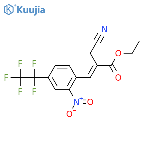 2-Propenoic acid,2-(cyanomethyl)-3-[2-nitro-4-(1,1,2,2,2-pentafluoroethyl)phenyl]-, ethylester, (2E)- structure