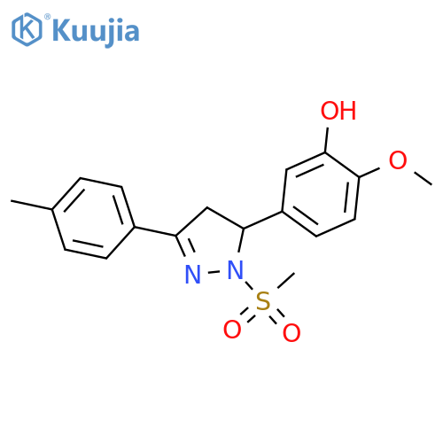5-1-methanesulfonyl-3-(4-methylphenyl)-4,5-dihydro-1H-pyrazol-5-yl-2-methoxyphenol structure