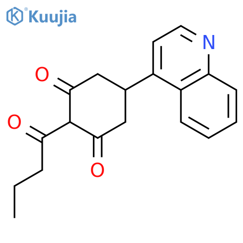 1,3-Cyclohexanedione, 2-(1-oxobutyl)-5-(4-quinolinyl)- structure