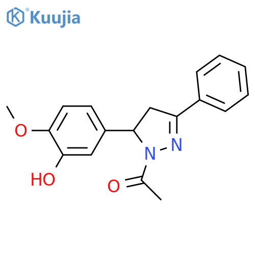 1-5-(3-hydroxy-4-methoxyphenyl)-3-phenyl-4,5-dihydro-1H-pyrazol-1-ylethan-1-one structure