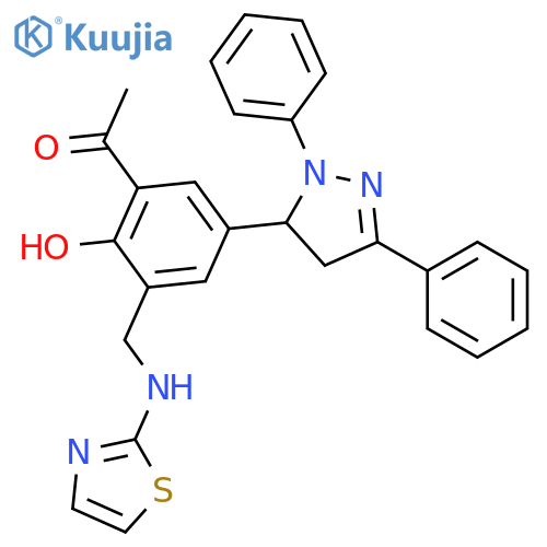 Ethanone,1-[5-(4,5-dihydro-1,3-diphenyl-1H-pyrazol-5-yl)-2-hydroxy-3-[(2-thiazolylamino)methyl]phenyl]- structure