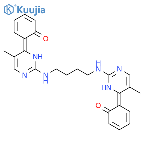 (6E,6'E)-6,6'-{butane-1,4-diylbis[imino(5-methylpyrimidin-2-yl-4-ylidene)]}biscyclohexa-2,4-dien-1-one structure