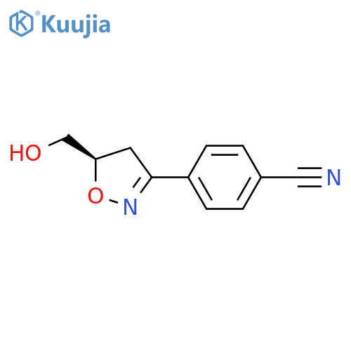 Benzonitrile, 4-[(5R)-4,5-dihydro-5-(hydroxymethyl)-3-isoxazolyl]- structure