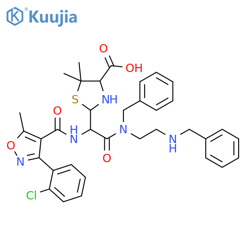 4-Thiazolidinecarboxylic acid, 2-[1-[[[3-(2-chlorophenyl)-5-methyl-4-isoxazolyl]carbonyl]amino]-2-oxo-2-[(phenylmethyl)[2-[(phenylmethyl)amino]ethyl]amino]ethyl]-5,5-dimethyl- structure