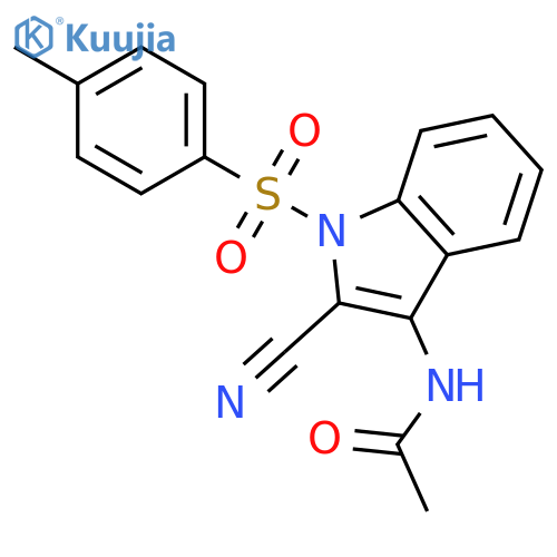 Acetamide, N-[2-cyano-1-[(4-methylphenyl)sulfonyl]-1H-indol-3-yl]- structure