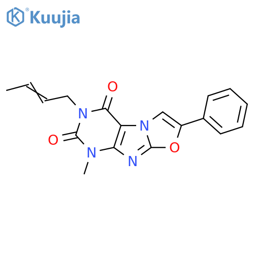 3-(2E)-but-2-en-1-yl-1-methyl-7-phenyl-1H,2H,3H,4H-1,3oxazolo3,2-gpurine-2,4-dione structure