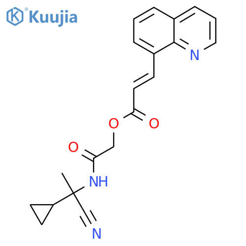 [2-[(1-cyano-1-cyclopropylethyl)amino]-2-oxoethyl] (E)-3-quinolin-8-ylprop-2-enoate structure