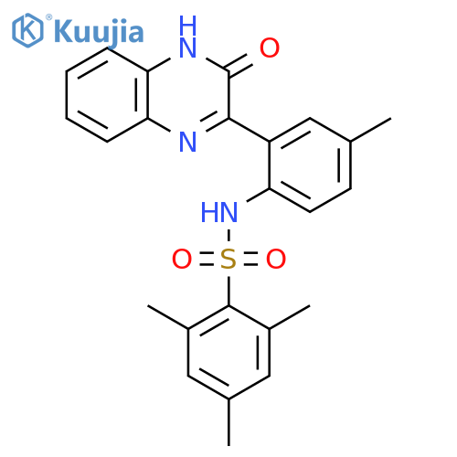 2,4,6-trimethyl-N-4-methyl-2-(3-oxo-3,4-dihydroquinoxalin-2-yl)phenylbenzene-1-sulfonamide structure