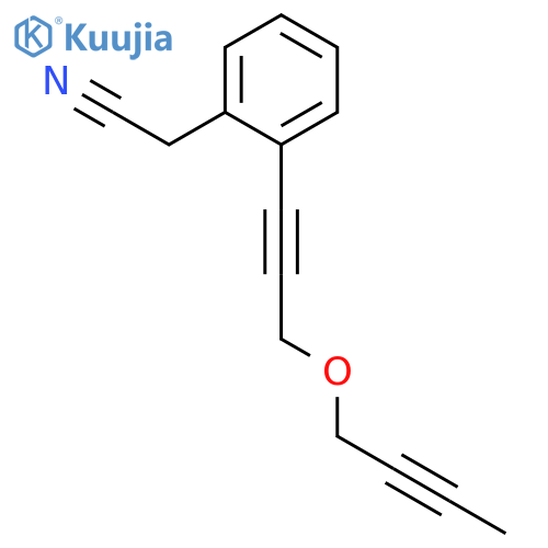 Benzeneacetonitrile, 2-[3-(2-butyn-1-yloxy)-1-propyn-1-yl]- structure