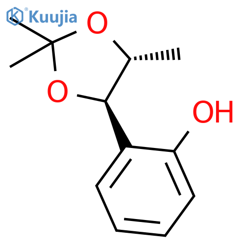 Phenol, 2-[(4R,5R)-2,2,5-trimethyl-1,3-dioxolan-4-yl]-, rel- structure