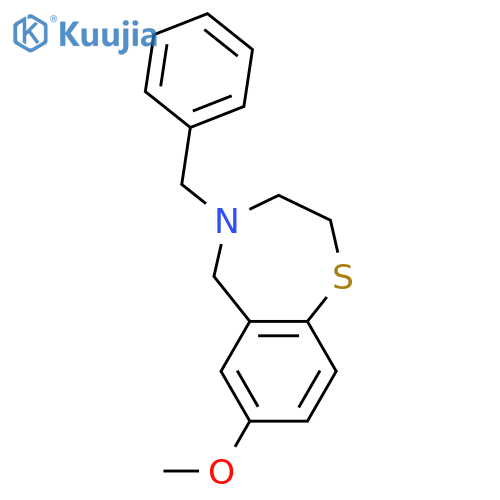1,4-Benzothiazepine, 2,3,4,5-tetrahydro-7-methoxy-4-(phenylmethyl)- structure