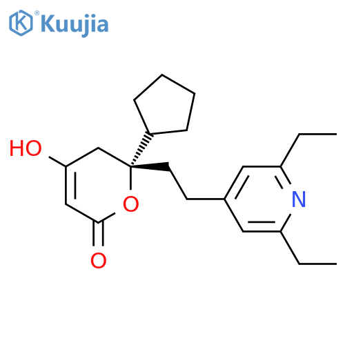 2H-Pyran-2-one, 6-cyclopentyl-6-[2-(2,6-diethyl-4-pyridinyl)ethyl]-5,6-dihydro-4-hydroxy-, (6R)- structure