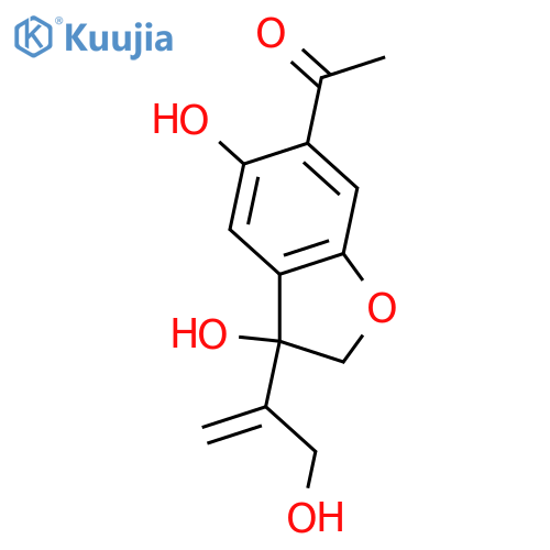 6-Acetyl-2,3-dihydro-3,5-dihydroxy-3-(1-hydroxymethylethenyl)benzofuran; (+)-form structure