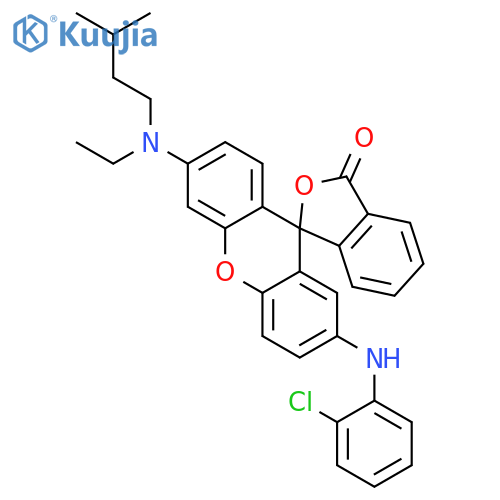 Spiro[isobenzofuran-1(3H),9'-[9H]xanthen]-3-one,2'-[(2-chlorophenyl)amino]-6'-[ethyl(3-methylbutyl)amino]- structure
