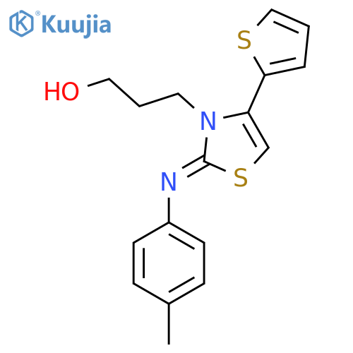 3-(2Z)-2-(4-methylphenyl)imino-4-(thiophen-2-yl)-2,3-dihydro-1,3-thiazol-3-ylpropan-1-ol structure