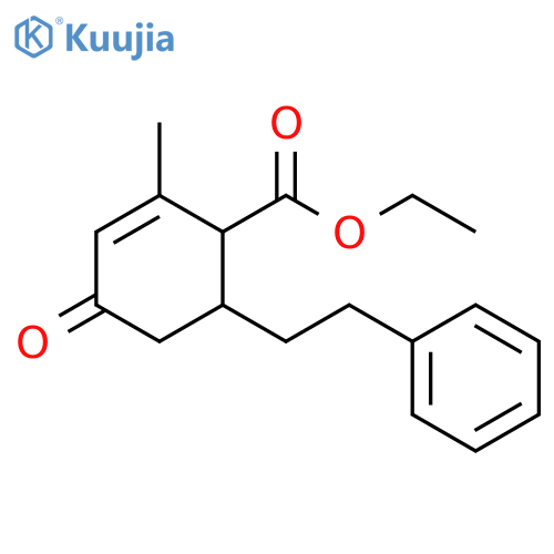 2-Cyclohexene-1-carboxylic acid, 2-methyl-4-oxo-6-(2-phenylethyl)-,ethyl ester structure