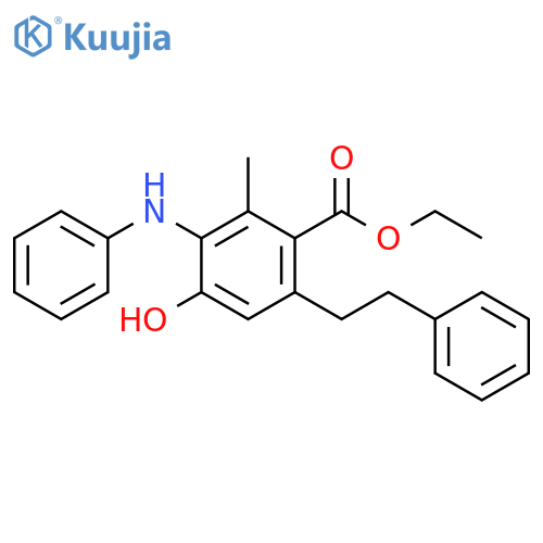 Benzoic acid, 4-hydroxy-2-methyl-3-(phenylamino)-6-(2-phenylethyl)-,ethyl ester structure
