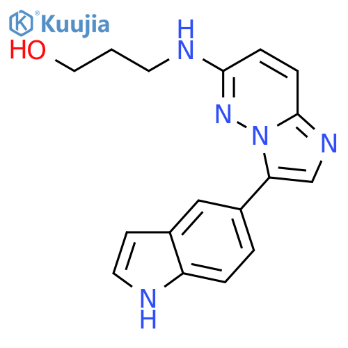 1-Propanol, 3-[[3-(1H-indol-5-yl)imidazo[1,2-b]pyridazin-6-yl]amino]- structure