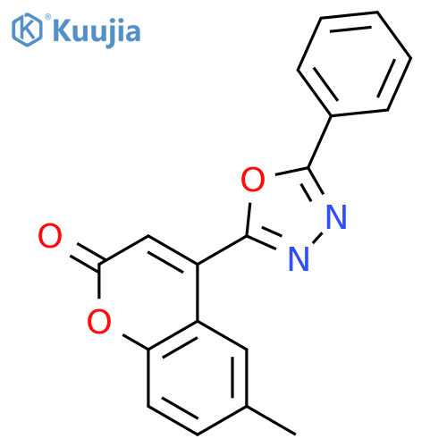 2H-1-Benzopyran-2-one, 6-methyl-4-(5-phenyl-1,3,4-oxadiazol-2-yl)- structure