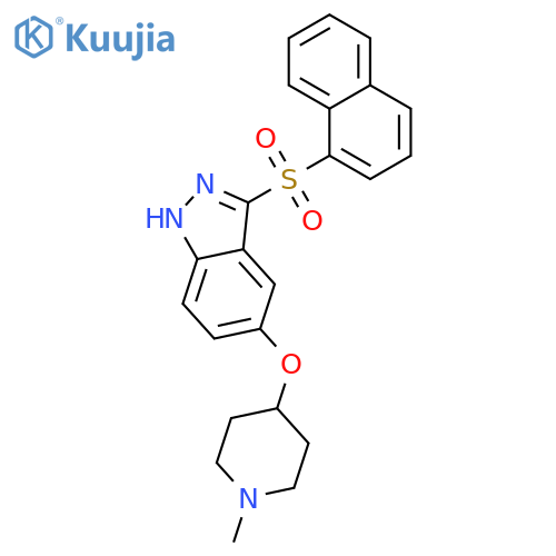 1H-Indazole, 5-[(1-methyl-4-piperidinyl)oxy]-3-(1-naphthalenylsulfonyl)- structure