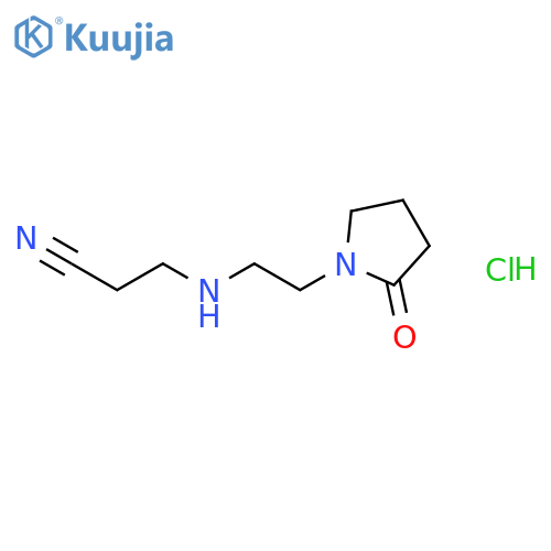 3-{[2-(2-oxopyrrolidin-1-yl)ethyl]amino}propanenitrile hydrochloride structure