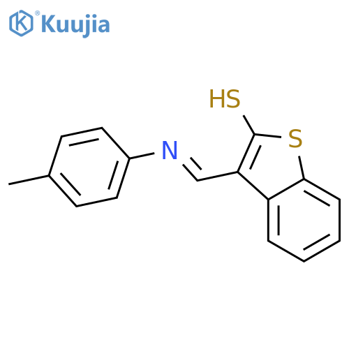 Benzo[b]thiophene-2-thiol, 3-[[(4-methylphenyl)imino]methyl]- structure