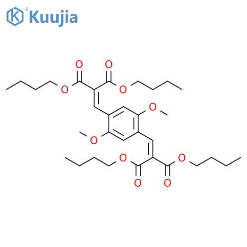 Propanedioic acid, 2,2'-[(2,5-dimethoxy-1,4-phenylene)dimethylidyne]bis-, tetrabutyl ester (9CI) structure