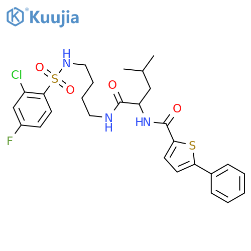 2-Thiophenecarboxamide,N-[(1S)-1-[[[4-[[(2-chloro-4-fluorophenyl)sulfonyl]amino]butyl]amino]carbonyl]-3-methylbutyl]-5-phenyl- structure