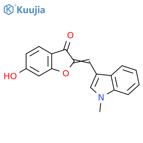 (2Z)-6-Hydroxy-2-(1-methyl-1H-indol-3-yl)-methylene-1-benzofuran-3(2H)-one structure
