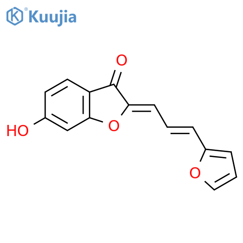 (2Z)-2-(2E)-3-(furan-2-yl)prop-2-en-1-ylidene-6-hydroxy-2,3-dihydro-1-benzofuran-3-one structure