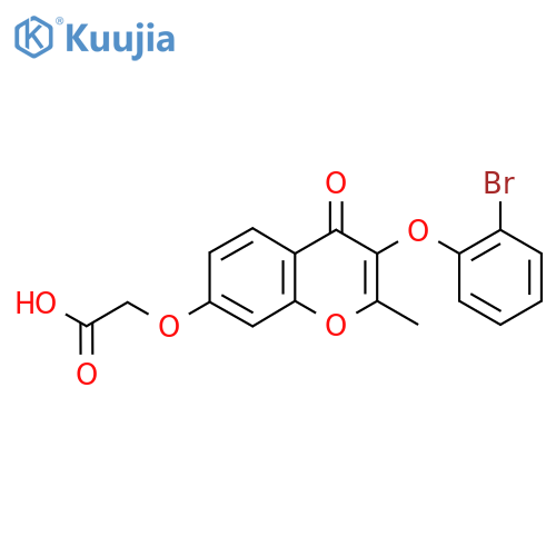 2-{3-(2-bromophenoxy)-2-methyl-4-oxo-4H-chromen-7-yloxy}acetic acid structure