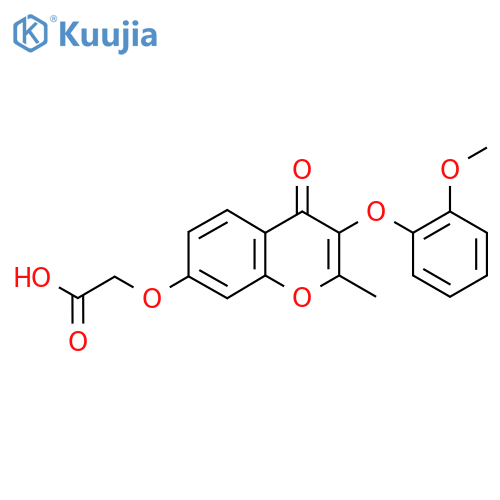 2-{3-(2-methoxyphenoxy)-2-methyl-4-oxo-4H-chromen-7-yloxy}acetic acid structure