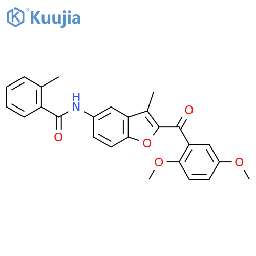 N-2-(2,5-dimethoxybenzoyl)-3-methyl-1-benzofuran-5-yl-2-methylbenzamide structure