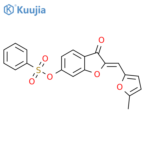 (2Z)-2-(5-methylfuran-2-yl)methylidene-3-oxo-2,3-dihydro-1-benzofuran-6-yl benzenesulfonate structure