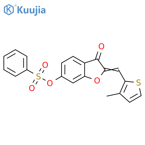 (2Z)-2-(3-methylthiophen-2-yl)methylidene-3-oxo-2,3-dihydro-1-benzofuran-6-yl benzenesulfonate structure
